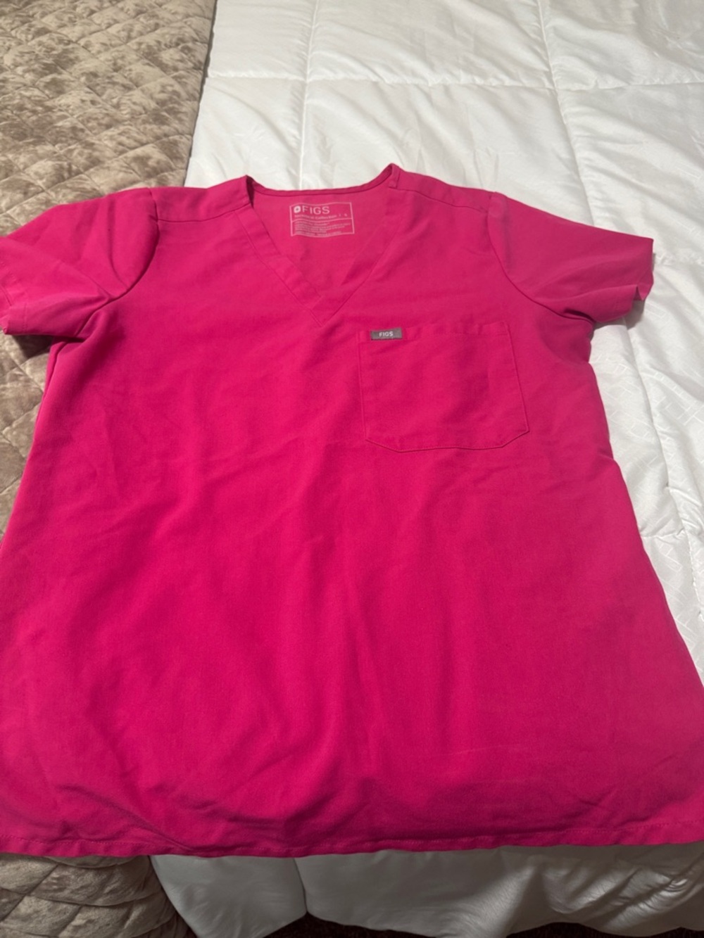 Figs Hot Pink V-Neck Medical Scrub Top